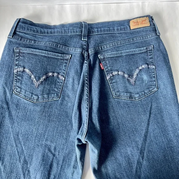 Levi's 505 Jeans Size 14 32x32 Mid Rise Straight Leg Denim Dark Blue - Picture 4 of 5